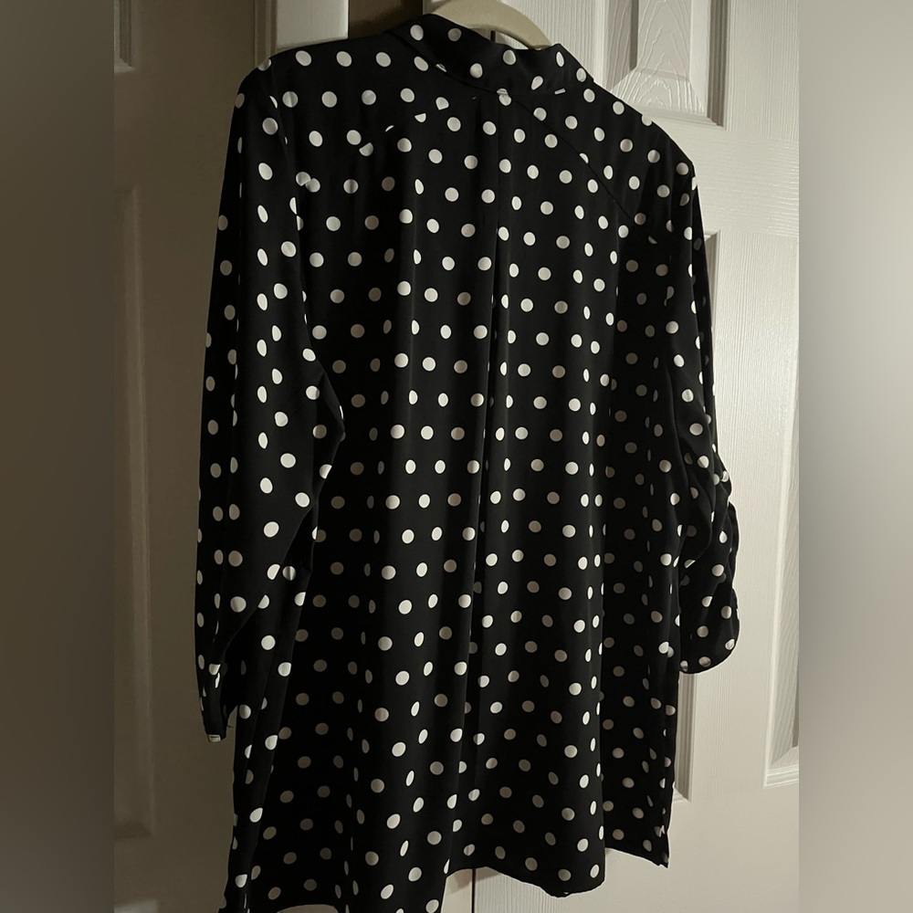 Susan Graver Black and White Polka Dot Top - Picture 2 of 6